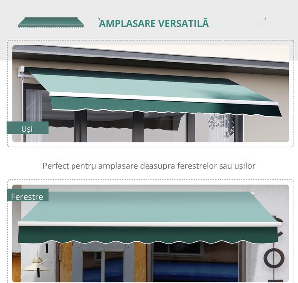Perdea Rulou Manuală Verde, Protecție UV și Intimitate, 2.5x2m | Aosom Romania