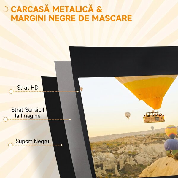 HOMCOM Ecran Proiecție Portabil 84 Inch, Suport Inclus, Ecran 4K HD 16:9, Vizionări Exterioare/Interioare | Aosom Romania