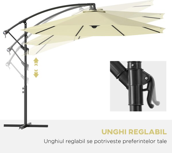 Outsunny Umbrela pentru Gradina Brat Deluxe Inclinabila cu Manivela, Φ3m | Aosom Romania