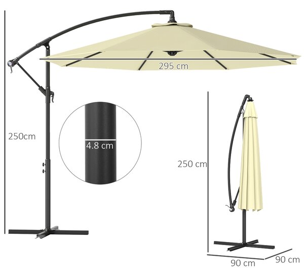 Outsunny Umbrela pentru Gradina Brat Deluxe Inclinabila cu Manivela, Φ3m | Aosom Romania