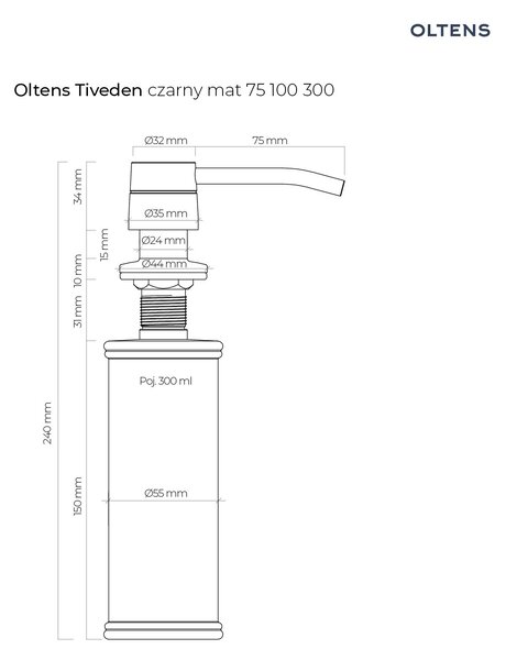 Oltens Tiveden dozator de lichid 300 ml negru 75100300