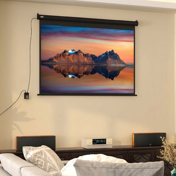 HOMCOM Ecran pentru Proiector de 84 inch, Reglabil cu Telecomandă, Ecran de Proiecție Compact, 171x130 cm, Negru | Aosom Romania