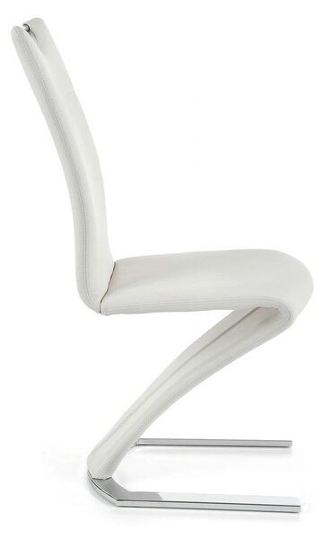 Scaun tapitat K188, alb/crom, piele ecologica/metal, 45X63X101 CM