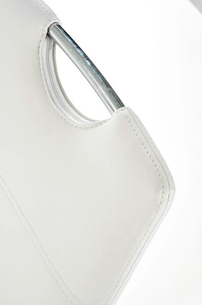 Scaun tapitat K188, alb/crom, piele ecologica/metal, 45X63X101 CM
