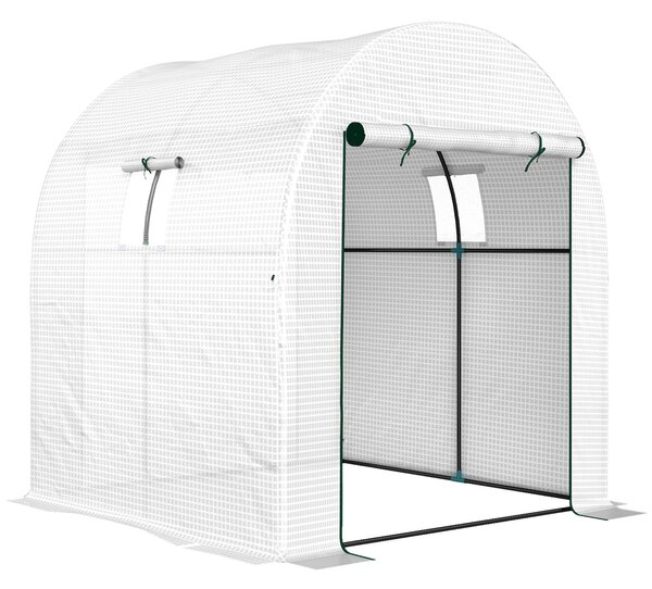 Outsunny Seră Tip Tunel Walk-in cu Acoperire PE Rezistentă la UV, Uși și Ferestre cu Plasă, 1,8 x 1,8 x 2 m, Verde | Aosom Romania