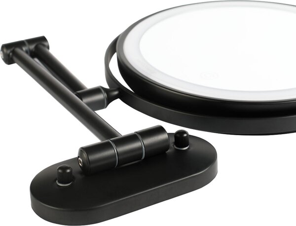 Faneco Como Black oglindă cosmetică 20x20 cm rotunde cu iluminare negru M200LBSBL