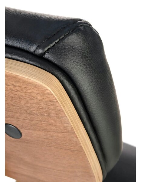 Scaun birou piele ecologica IGNAZIO, negru/nuc, placaj indoit/metal, 6