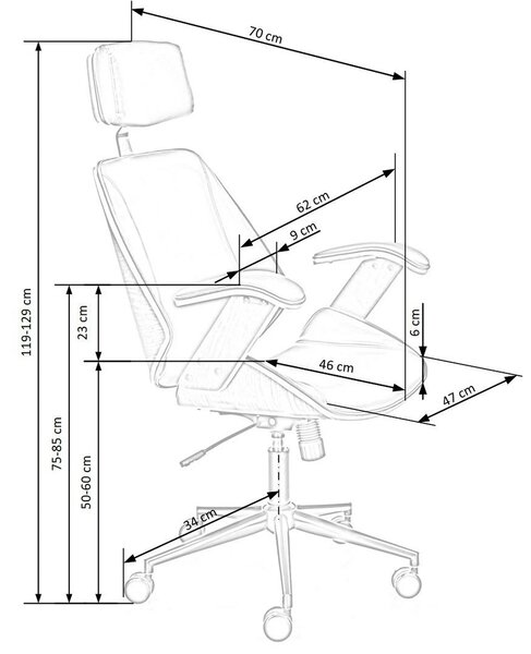 Scaun birou piele ecologica IGNAZIO, negru/nuc, placaj indoit/metal, 6