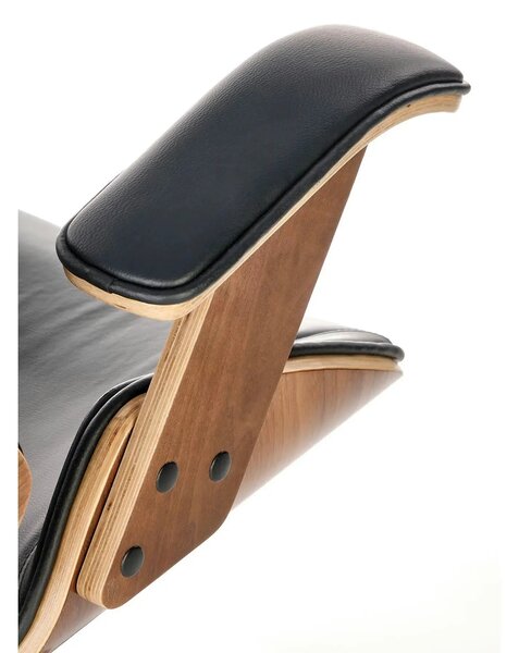Scaun birou piele ecologica IGNAZIO, negru/nuc, placaj indoit/metal, 6