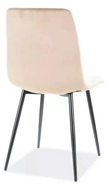 Scaun tapitat MILA, bej/negru, stofa catifelata/metal, 45x41x86 cm