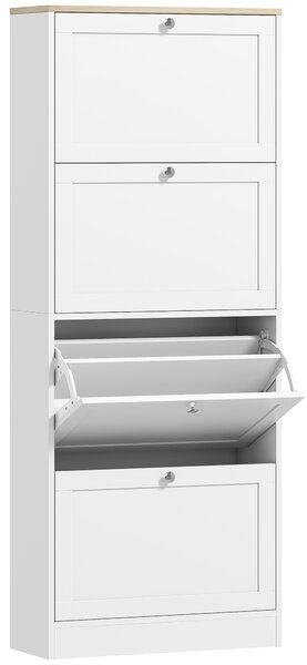 HOMCOM Dulap Îngust pentru Pantofi cu 3 Sertare și Rafturi Reglabile pe 2 Niveluri, 60x23,5x115 cm, Negru | Aosom Romania