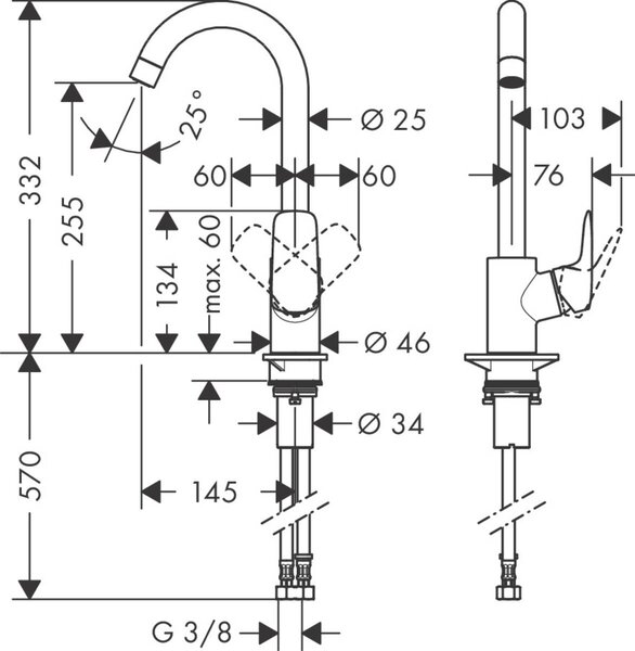 Hansgrohe Logis baterie bucătărie pe picior crom 71835000
