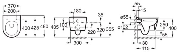 Roca Inspira vas wc agăţat fără margine alb A346528S00
