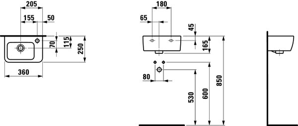 Laufen Pro A lavoar 36x25 cm dreptunghiular clasică alb luciu H8169550001061