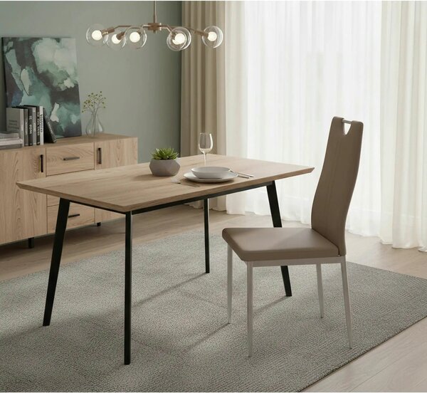 Scaun tapitat K202, cappuccino/crom, piele ecologica/metl, 44X54X97 CM