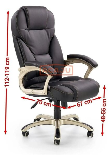 Scaun directorial DESMOND, negru, piele ecologica, 67x70x112/119 cm