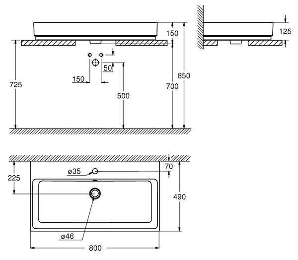 Grohe Cube Ceramic lavoar 80x49 cm dreptunghiular de blat alb luciu 3947600H