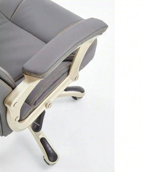 Scaun directorial DESMOND, gri, piele ecologica/cauciuc, 67x70x112/119