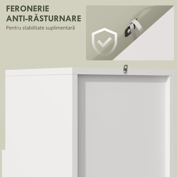 HOMCOM Dulăpior pentru Baie Îngust cu Ușă Amortizată și Raft Deschis, Mobilier Compact cu Rafturi Reglabile, pentru Bucătărie, Sufragerie sau Baie, 30x30x71,5 cm, Alb și Lemn Natur | Aosom Romania
