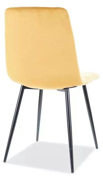 Scaun tapitat MILA, galben/negru, stofa catifelata/metal, 45x41x86 cm