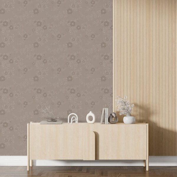 Tapet Flori cu frunze deschise la culoare, Tapet rustic, a00006 : Uwalls.ro