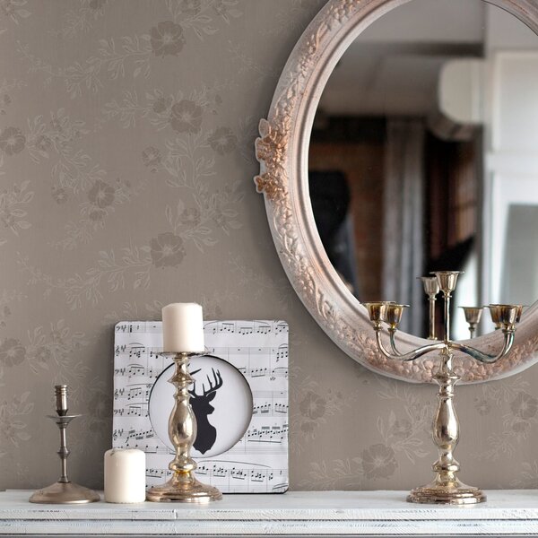 Tapet Flori cu frunze deschise la culoare, Tapet rustic, a00006 : Uwalls.ro