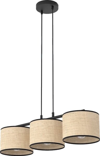 Lustră suspendată pe cablu ECO, 3x E27/15W/230V, bej/ratan