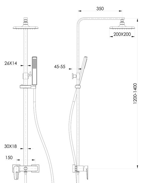 Cersanit Mille set de duș perete crom S951-339