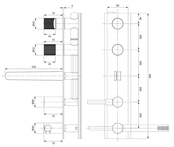 Omnires Contour baterie cadă-duș ascuns crom CT8037/1CR