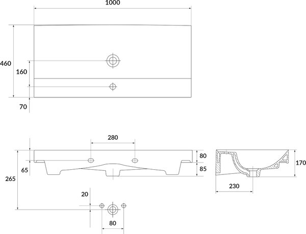 Cersanit Larga lavoar 100x46 cm dreptunghiular mobilier alb luciu K120-011