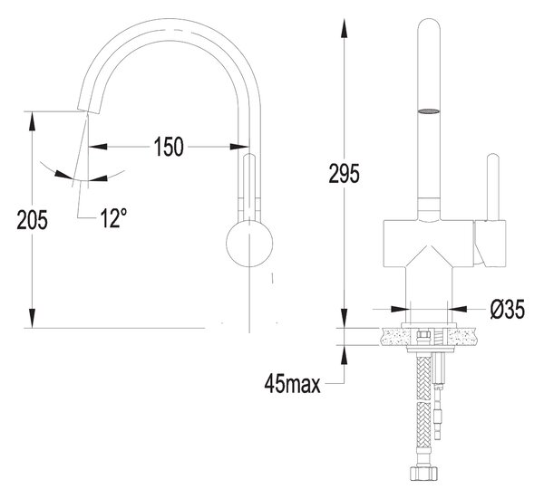Omnires Y baterie lavoar stativ crom Y1219CR