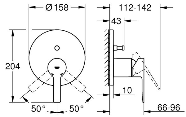 Grohe Lineare baterie cadă-duș ascuns Cool Sunrise 24064GL1