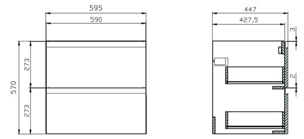 Cersanit Moduo dulap 59.5x44.7x57 cm sub chiuveta pe perete alb S929-010