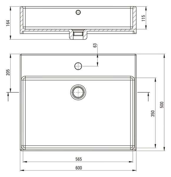 Deante Temisto lavoar 60x50 cm dreptunghiular de blat alb luciu CDT_6U6S