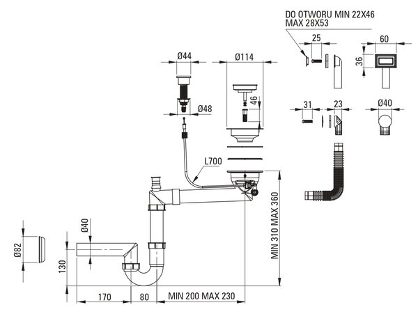 Deante Space Saver accesorii pentru chiuvetă ZXYN982