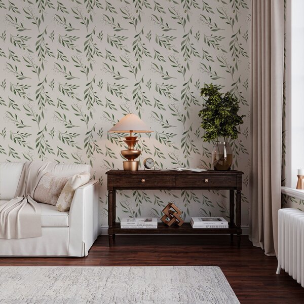 Tapet Ramuri de măslin verde delicat, Tapete scandinav, a00030 : Uwalls.ro