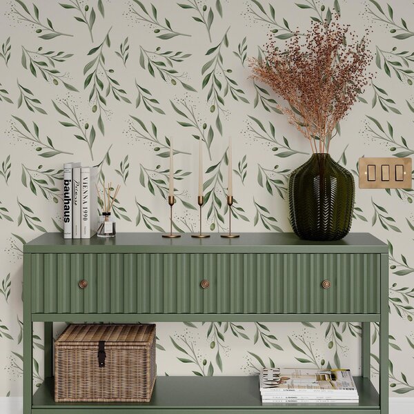 Tapet Ramuri de măslin verde delicat, Tapete scandinav, a00030 : Uwalls.ro