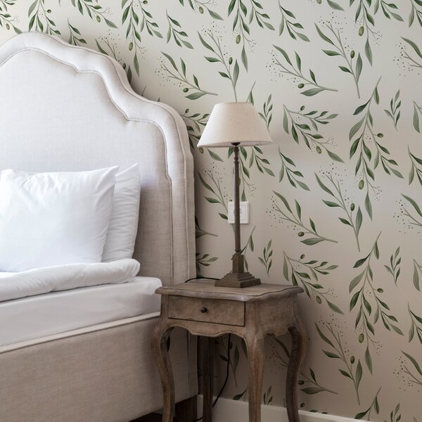 Tapet Ramuri de măslin verde delicat, Tapete scandinav, a00030 : Uwalls.ro