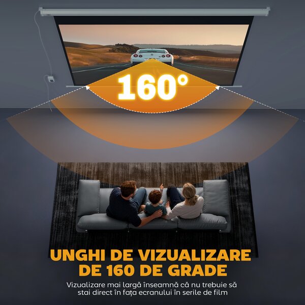 Homcom Ecran 84” Motorizat – 4K HD, Montare Perete sau Tavan | Aosom Romania