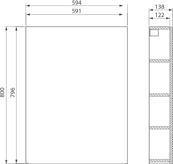 Cersanit City dulap 59.4x13.8x80 cm laterala pe perete alb S584-021-DSM