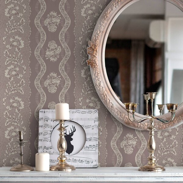 Tapet Ornament geometric delicat cu flori și linii curbe, Tapet vintage, a00033 : Uwalls.ro