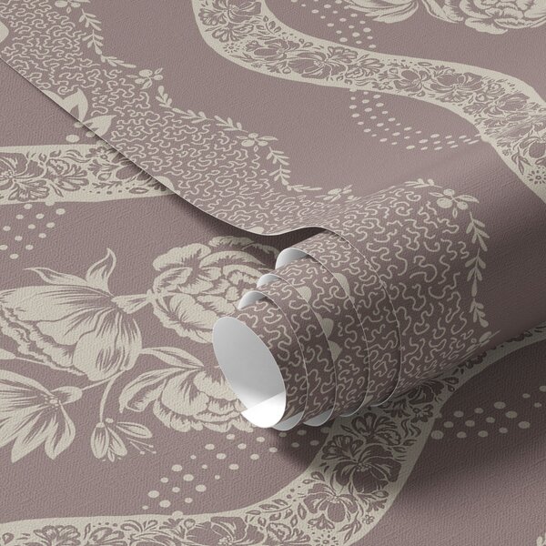Tapet Ornament geometric delicat cu flori și linii curbe, Tapet vintage, a00033 : Uwalls.ro