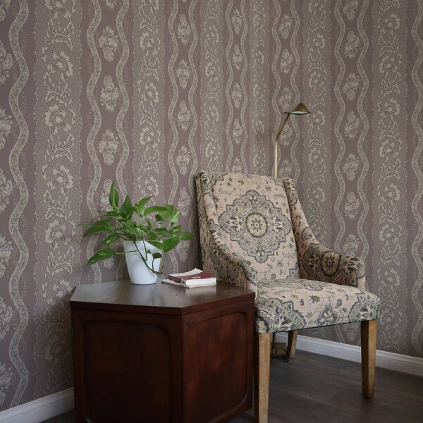 Tapet Ornament geometric delicat cu flori și linii curbe, Tapet vintage, a00033 : Uwalls.ro