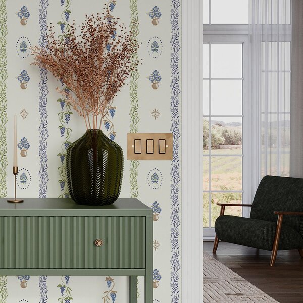 Tapet Ornament delicat cu frunze și struguri, Tapet rustic, a00032 : Uwalls.ro