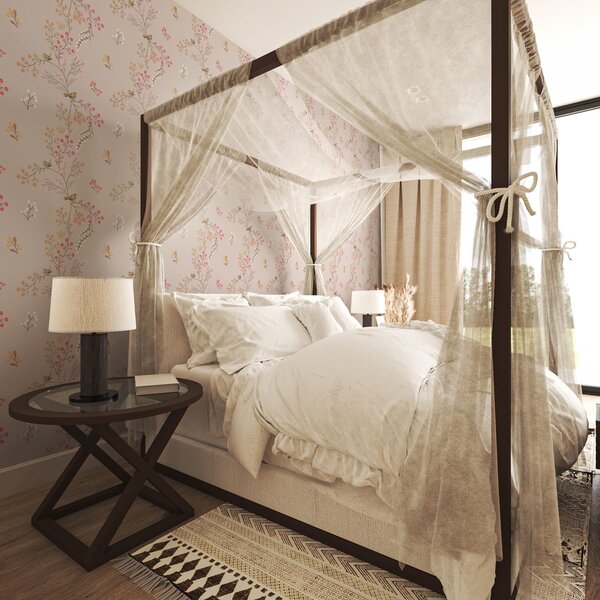 Tapet Flori delicate și colibri pe ramuri, Tapet rustic, a00036 : Uwalls.ro