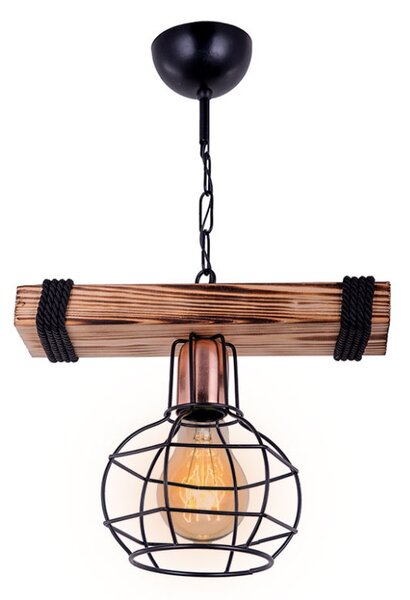 Lustra cu o singură lumina PWL-1033, E27 nuc-negru 28.5x15x50 cm