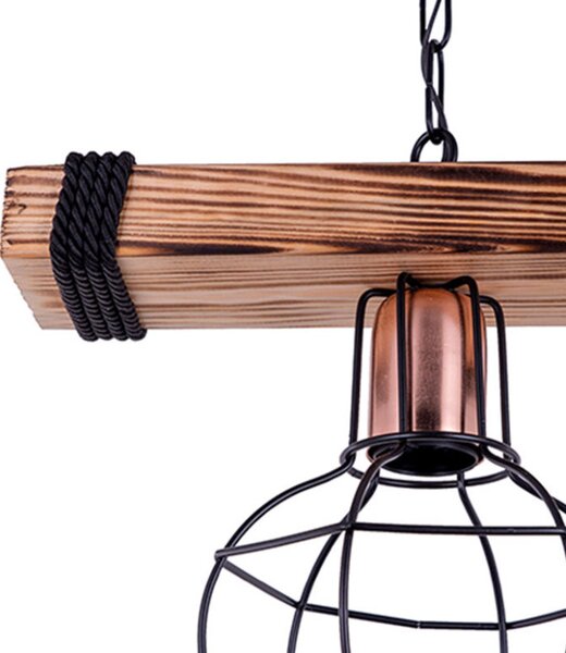Lustra cu o singură lumina PWL-1033, E27 nuc-negru 28.5x15x50 cm