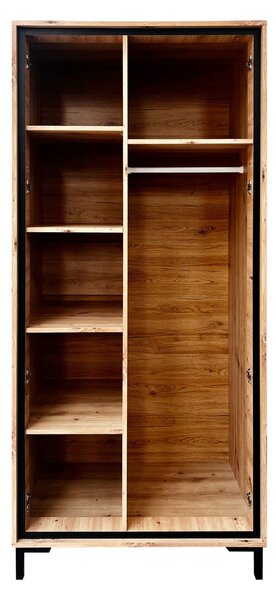 Dulap PARII PA01, stejar artisan/gri, PAL laminat, 89x54x196 cm