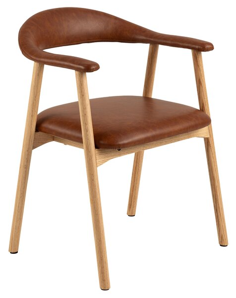 MAZZONI EXPORT ADELE piele ecologica Retro Brandy 691B/cadru Stejar Natural - SCAUN DIN LEMN PENTRU SALON SUFRAGERIE BUCĂTĂRIE RETRO