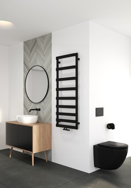 Oltens Varme calorifer de baie scară 129.5x50 cm negru mat 55002300